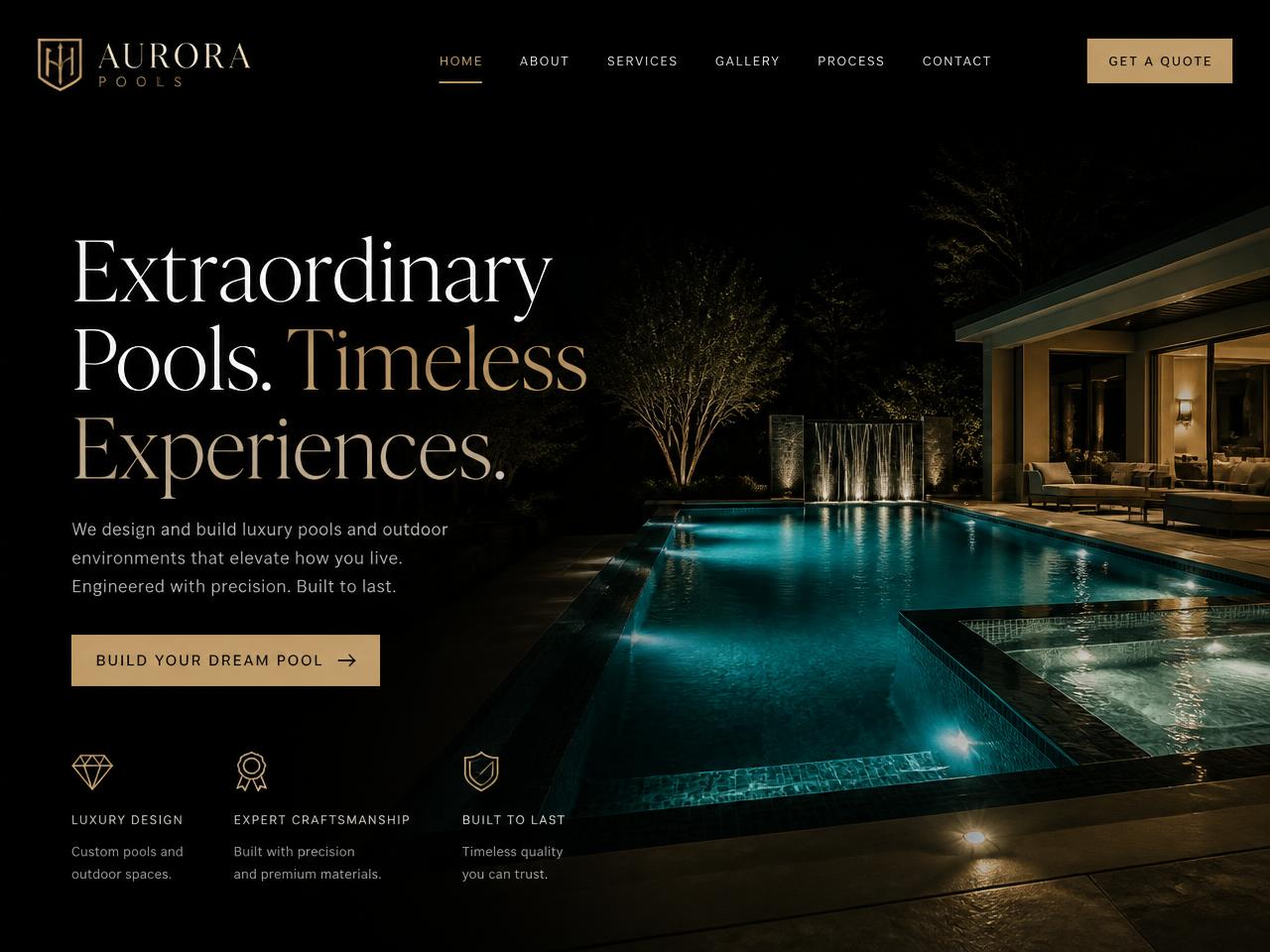 Pool Construction website design concept