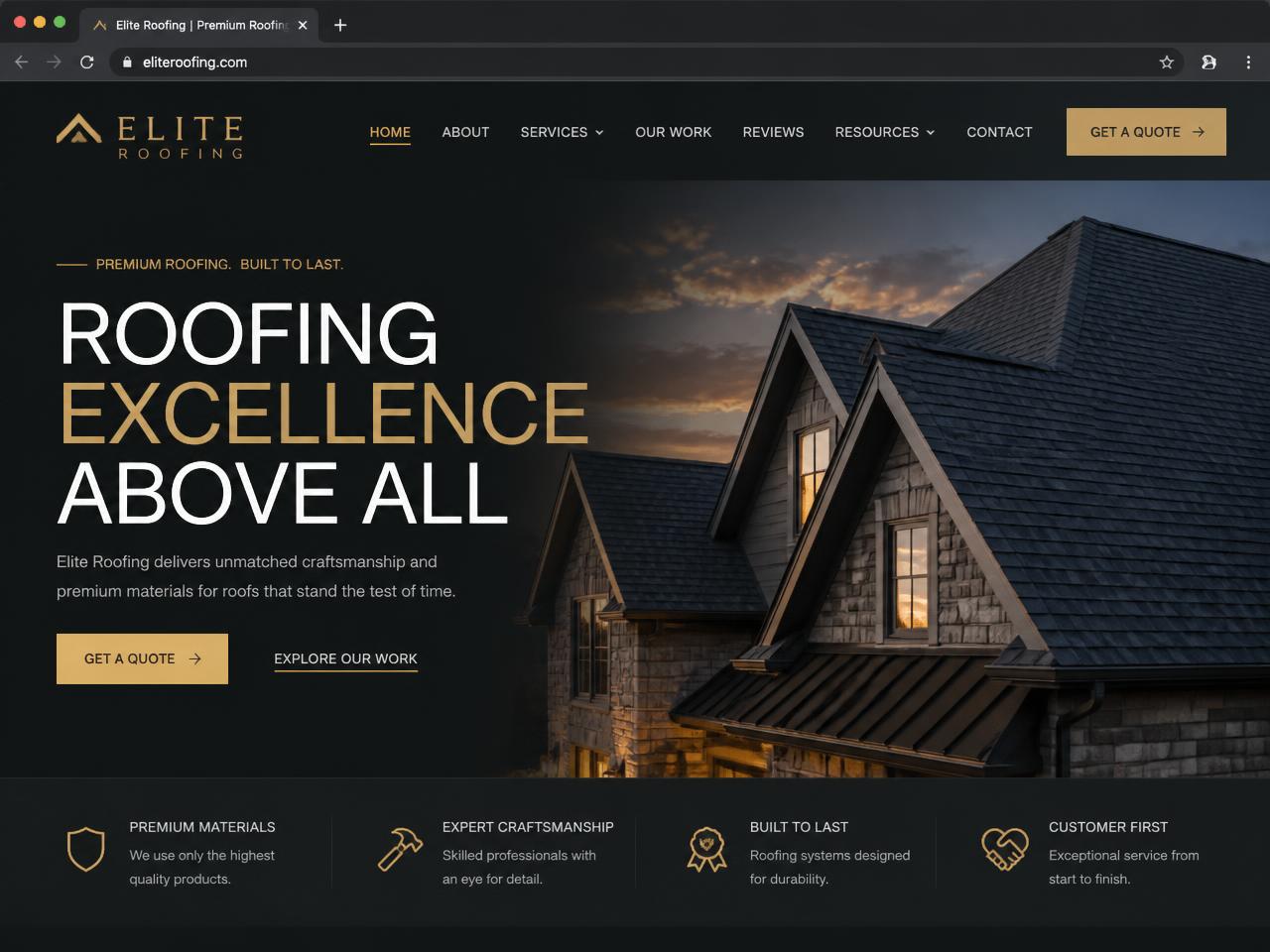 Roofing website design concept